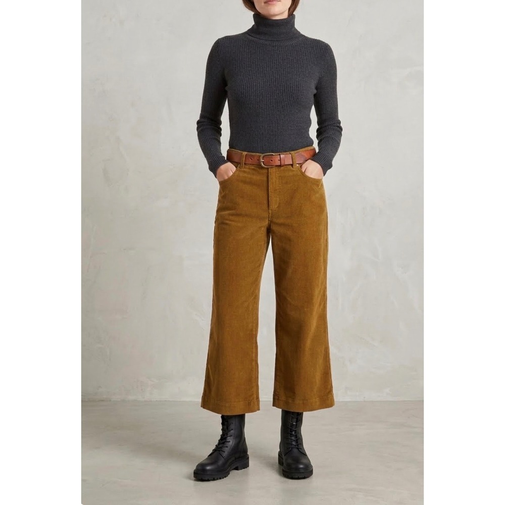 7 For All Mankind Womens‎ Corduroy Wide Leg Cropped Pants Brown Size M 81387